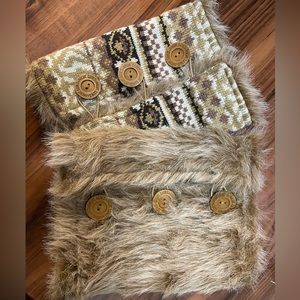 MukLuks Muk Luks Knit Faux Fur Boot Covers Leg Warmers Country